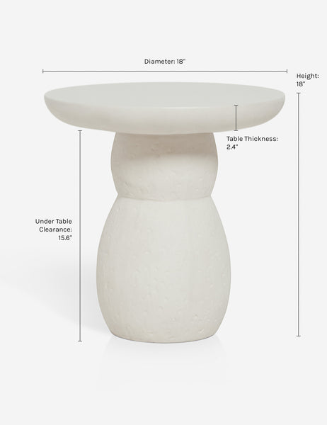 | Dimensions on the Clouded White Round Side Table