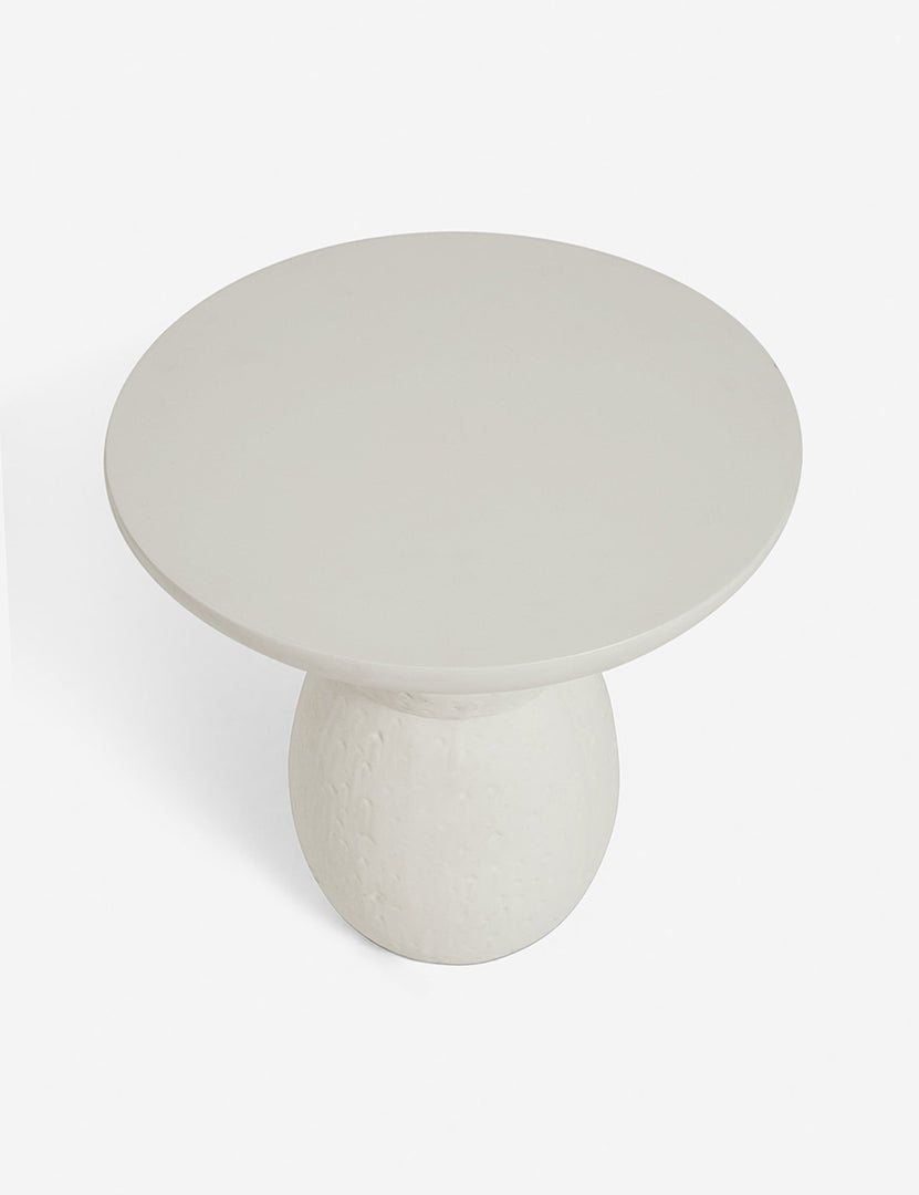 | Downward view of the Clouded White Round Side Table