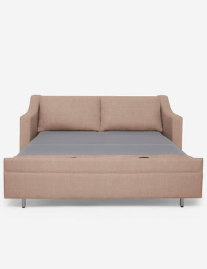 Coniston Apricot Linen Sleeper Sofa with the bed pulled out