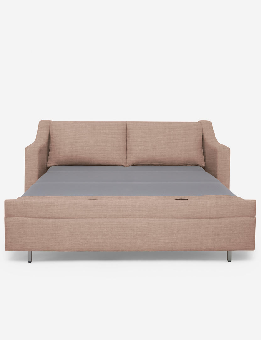 #size::king #color::apricot-linen #size::queen | Coniston Apricot Linen Sleeper Sofa with the bed pulled out