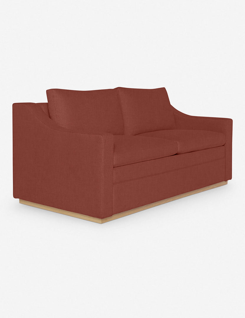 #size::king #color::terracotta-linen #size::queen | Angled view of the Coniston Terracotta Linen Sleeper Sofa