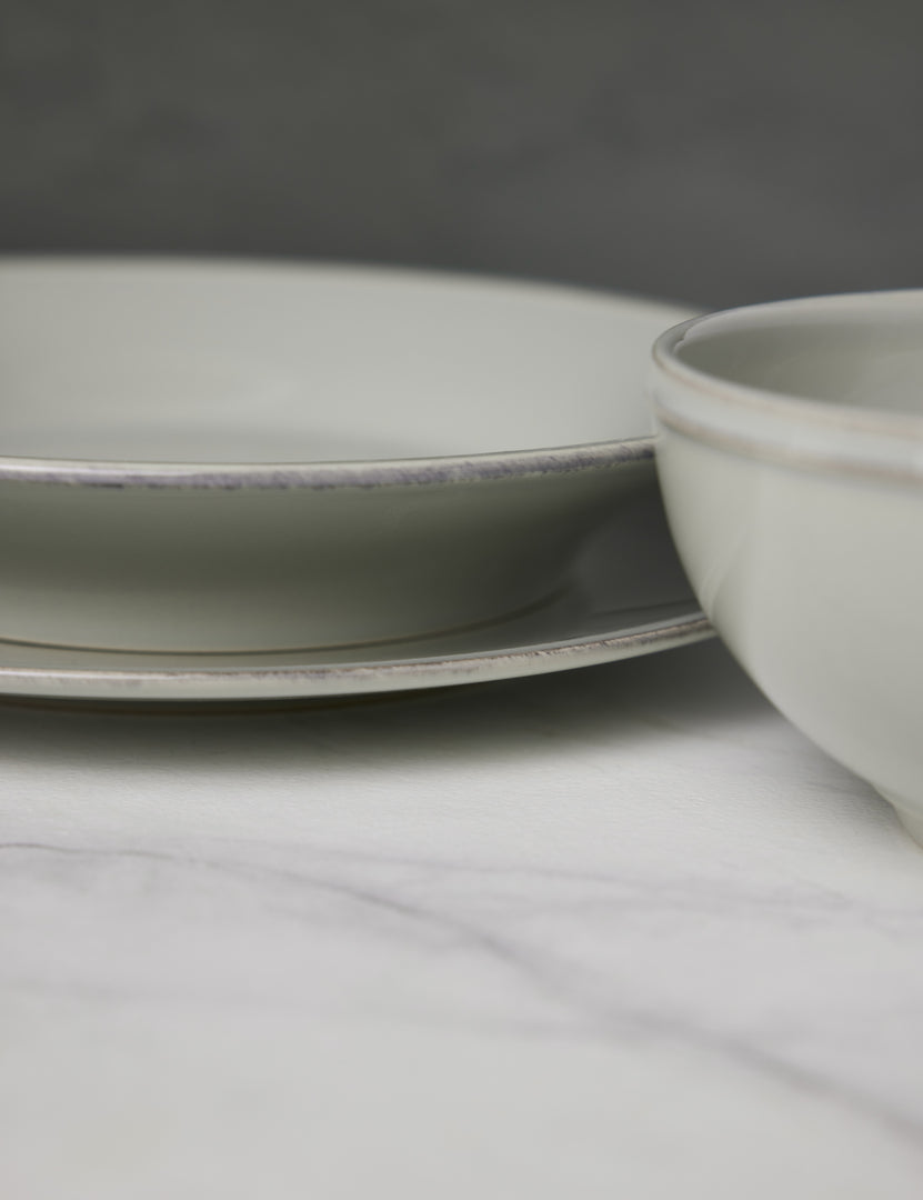 #color::grey | Close-up of the Friso grey dinnerware 5-piece place setting by Costa Nova 