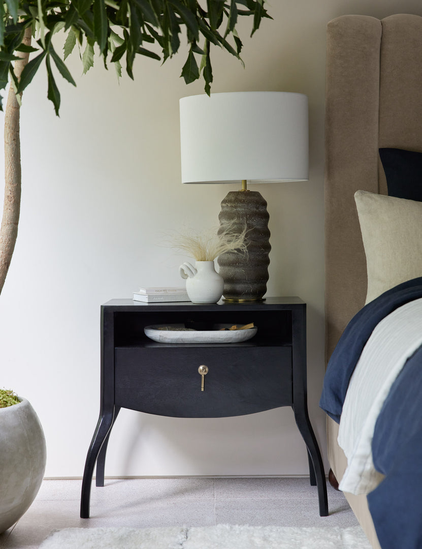 | Video of the Anabella black wood nightstand