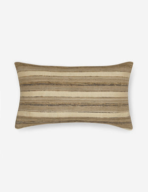 Danique earth-toned striped silk lumbar throw pillow