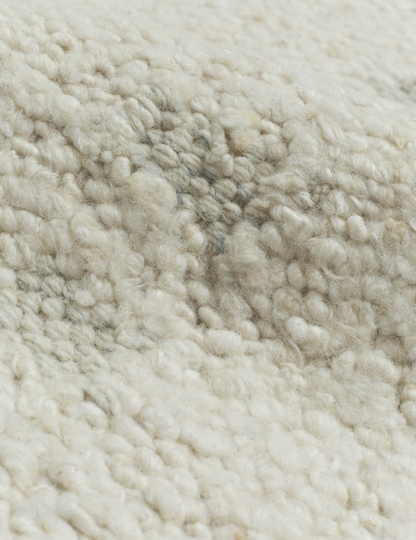 #size::2-6--x-8- #size::6--x-9- #size::8--x-10- #size::9--x-12- #size::10--x-14- #size::12--x-15- | Close up of the wool fabric on the Dolan wool ivory rug 
