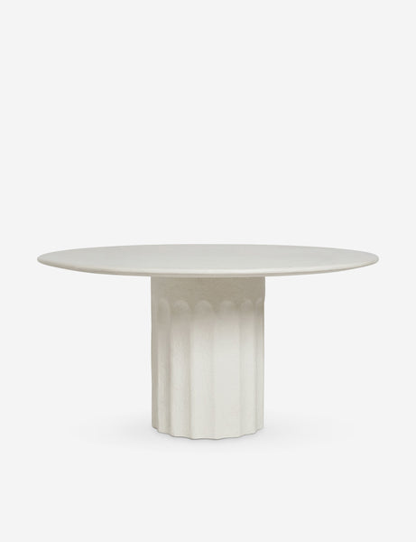 | Doric white round fiberstone dining table with a column base by Sarah Sherman Samuel
