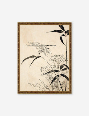 Dragonfly, Coxcomb and Bamboo Print by Miyazaki Yūzen