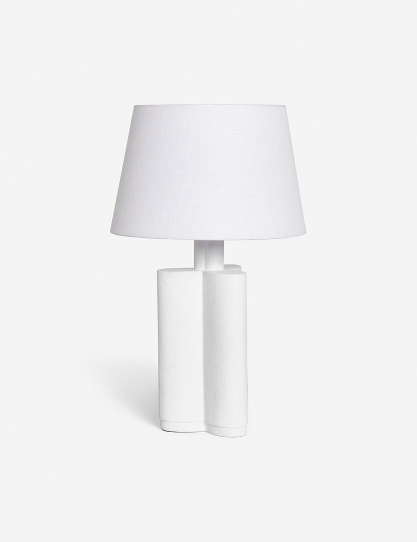 #color::white | Angled view of the Duffy white table lamp