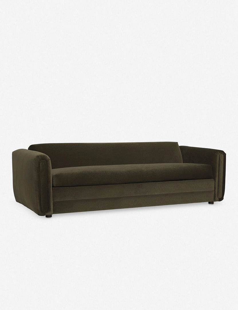 #color::balsam | Angled view of the Eleanor balsam green velvet sofa