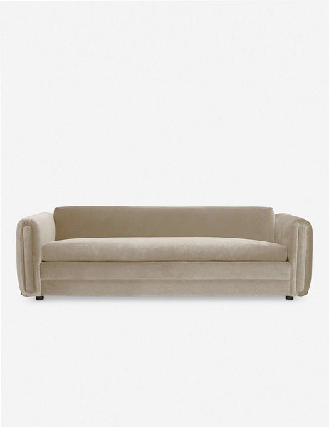 #color::Oatmeal | Eleanor Oatmeal Beige Velvet sofa with a deep seat