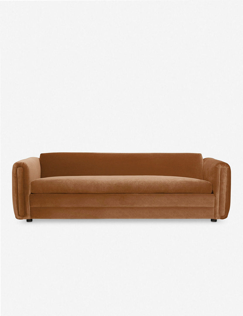 #color::Rust | Eleanor Rust Orange Velvet sofa with a deep seat