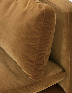 Close-up of the end of the Elvie Cognac Velvet chaise