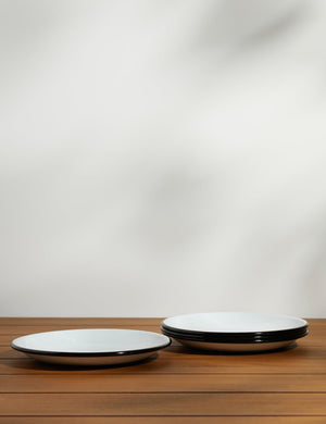Enamelware Dinner Plate with black rim (Set of 4) by Crow Canyon