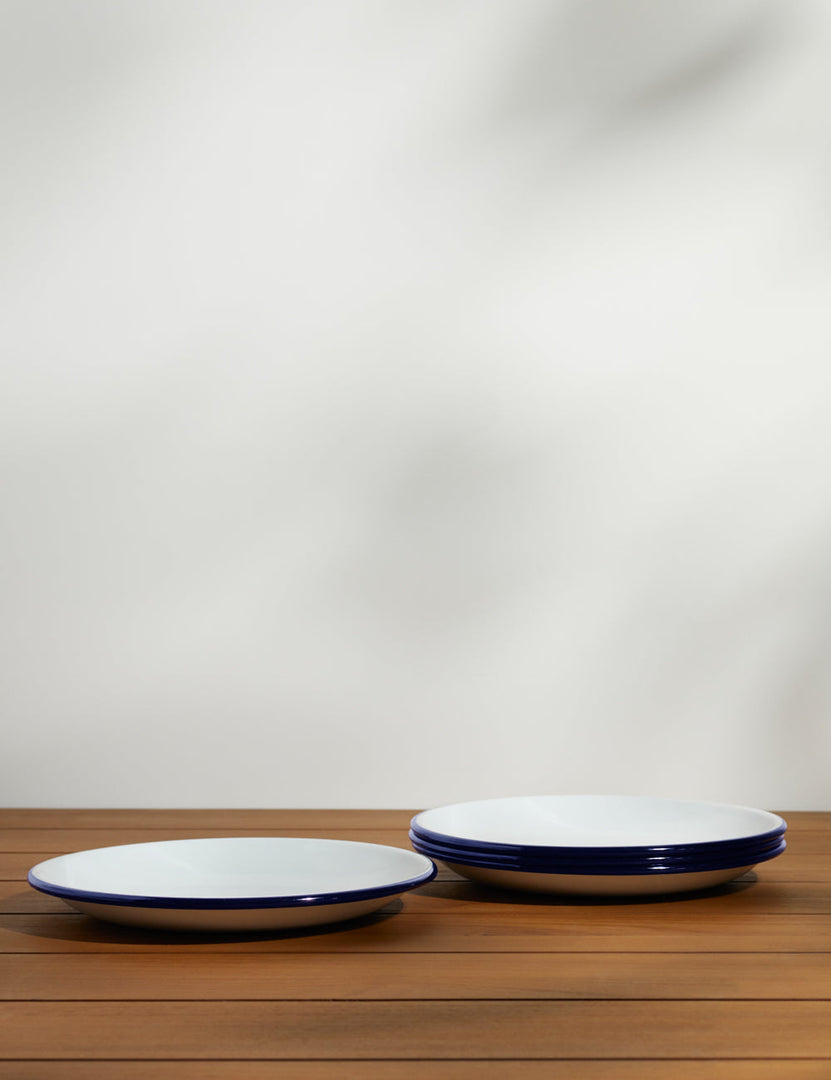 #color::blue-rim | Enamelware Dinner Plate with blue rim (Set of 4) by Crow Canyon