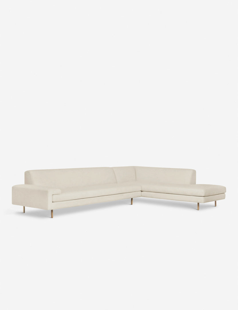 #color::natural #configuration::right-facing | Angled view of the Estee Natural Linen right-Facing Sectional Sofa