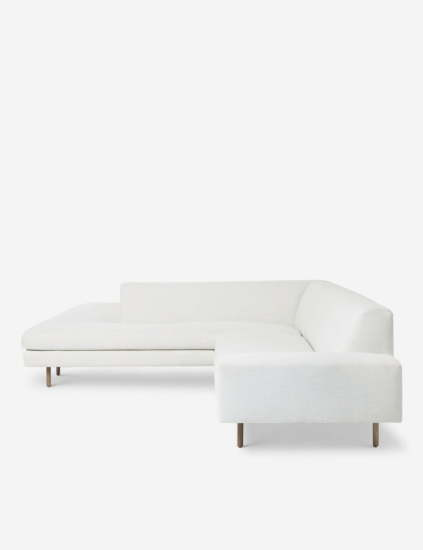 #color::white #configuration::left-facing | Side of the Estee white linen Left-Facing Sectional Sofa