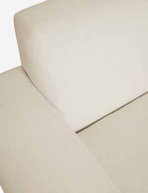 Inner corner of the Estee natural linen upholstered sofa