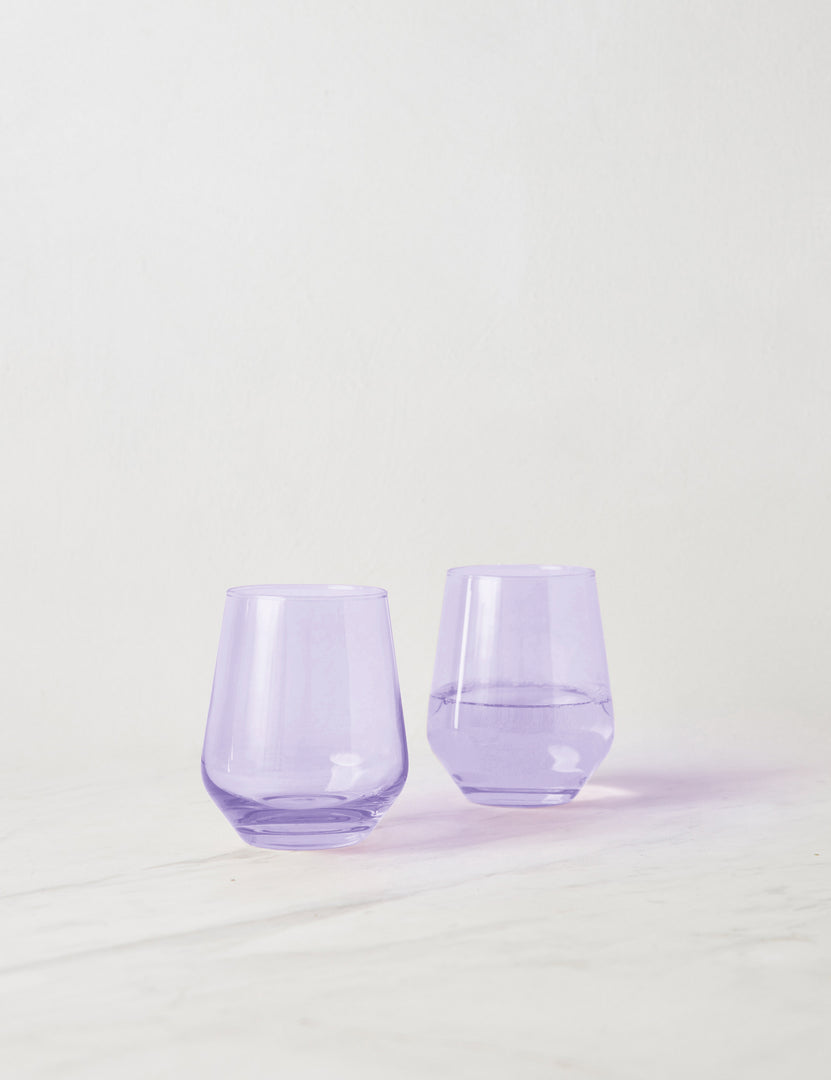 Estelle Colored Glass Tinted Stemless Wine Glasses 6-Piece Set Purple