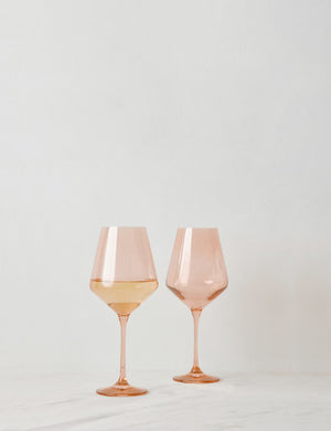 Set of two blush pink wine glasses by Estelle Colored Glass