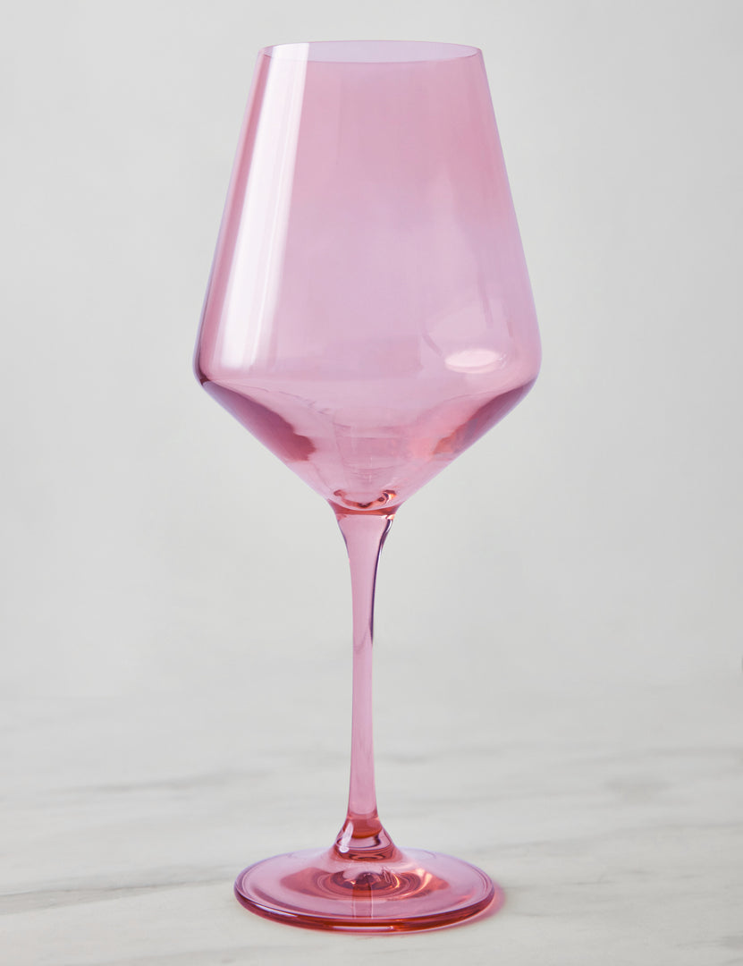 #color::rose-pink | Rose pink wine glass by Estelle Colored Glass