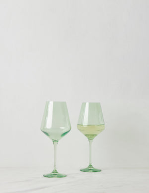 Set of two mint green wine glasses by Estelle Colored Glass