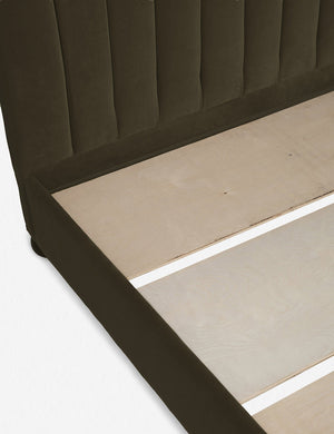 Close up of the inside of the Balsam Green Evelyn Platform Bed