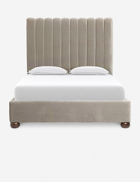 #size::queen #size::king #size::cal-king #color::oatmeal | Oatmeal Neutral Evelyn Platform Bed with a channel-tufted headboard