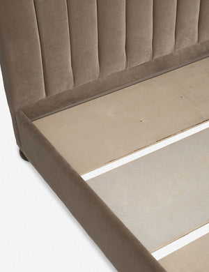 Close up of the inside of the Toffee Brown Evelyn Platform Bed