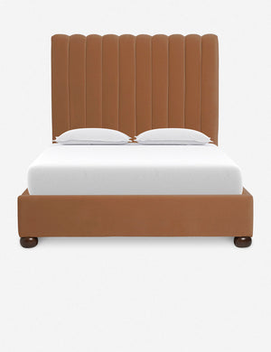 Rust Orange Evelyn Platform Bed with a channel-tufted headboard