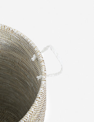 Close-up of the Ndeye white coil-style woven large-size storage basket by Expedition Subsahara