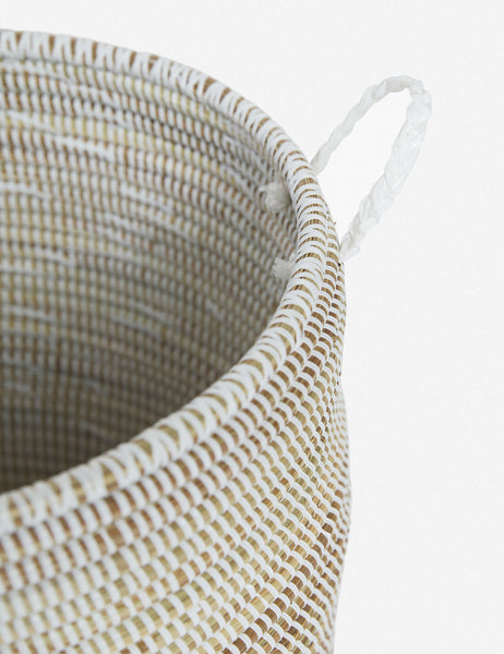 #size::medium | Close-up of the Ndeye white coil-style woven medium-size storage basket by Expedition Subsahara