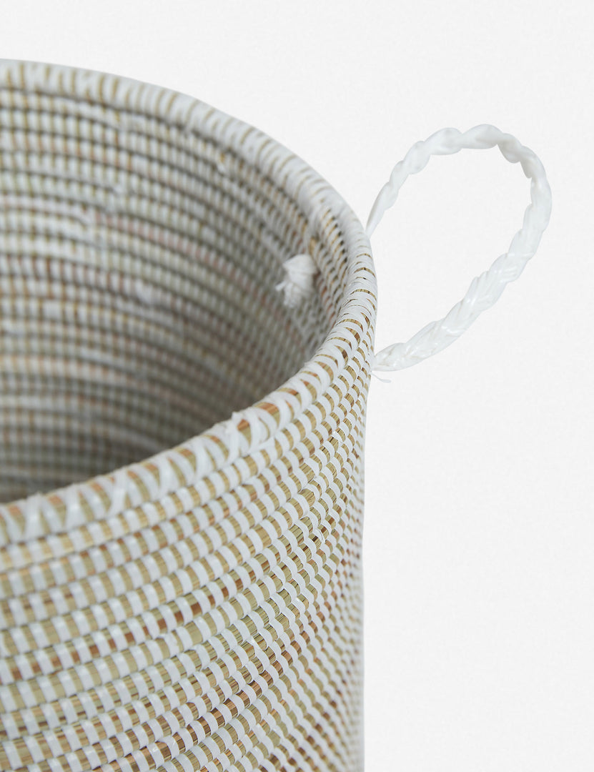 #size::small | Close-up of the Ndeye white coil-style woven small-size storage basket by Expedition Subsahara