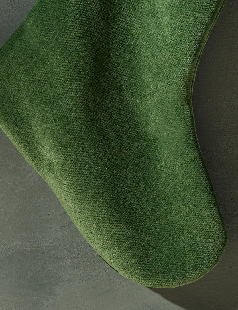 #color::emerald | Close up of the bottom of the Jo Emerald Green Stocking