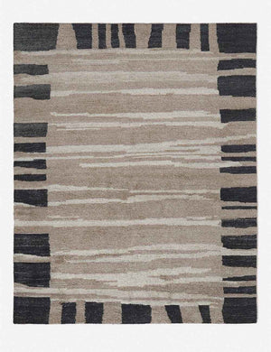 Gareth hand-knotted high-low texture rug featuring an abstract brown, gray, and neutral linear design