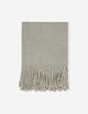 Goleta gray chunky wool knit throw blanket with tasseled ends