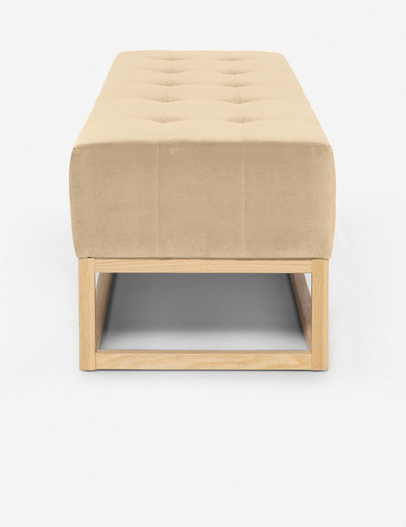 #color::brie-velvet | Side of the Grasmere brie velvet wooden bench