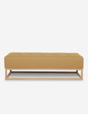 Grasmere camel linen upholstered wooden bench by Ginny Macdonald