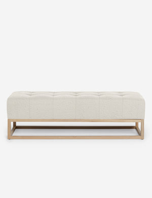 Grasmere taupe boucle upholstered wooden bench by Ginny Macdonald
