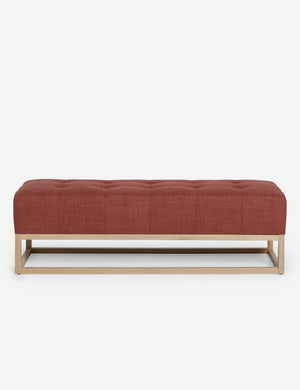 Grasmere terracotta linen upholstered wooden bench by Ginny Macdonald