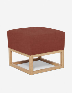 Angled view of the Grasmere Terracotta Linen Ottoman