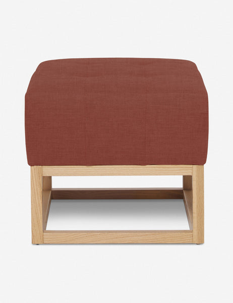 #color::terracotta-linen | Terracotta Linen Grasmere Ottoman with an upholstered cushion and airy wooden frame by Ginny Macdonald