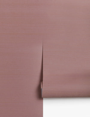 Grasscloth rose pink tan solid wallpaper by Sarah Sherman Samuel