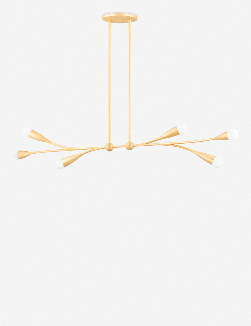 #color::brass #size::50- | Elsa fifty inch brass linear chandelier.