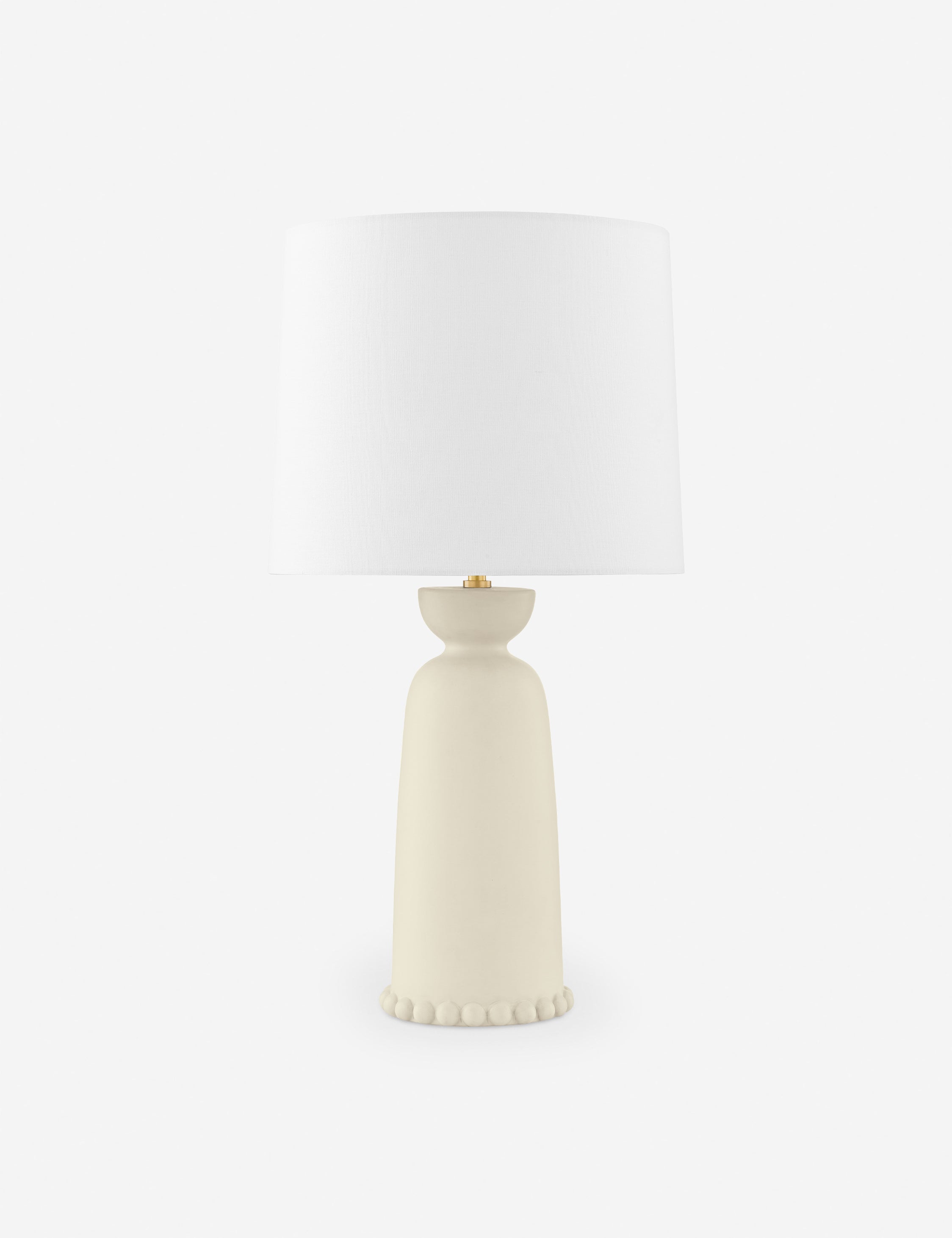 Aged Brass and White Linen Adjustable Table Lamp