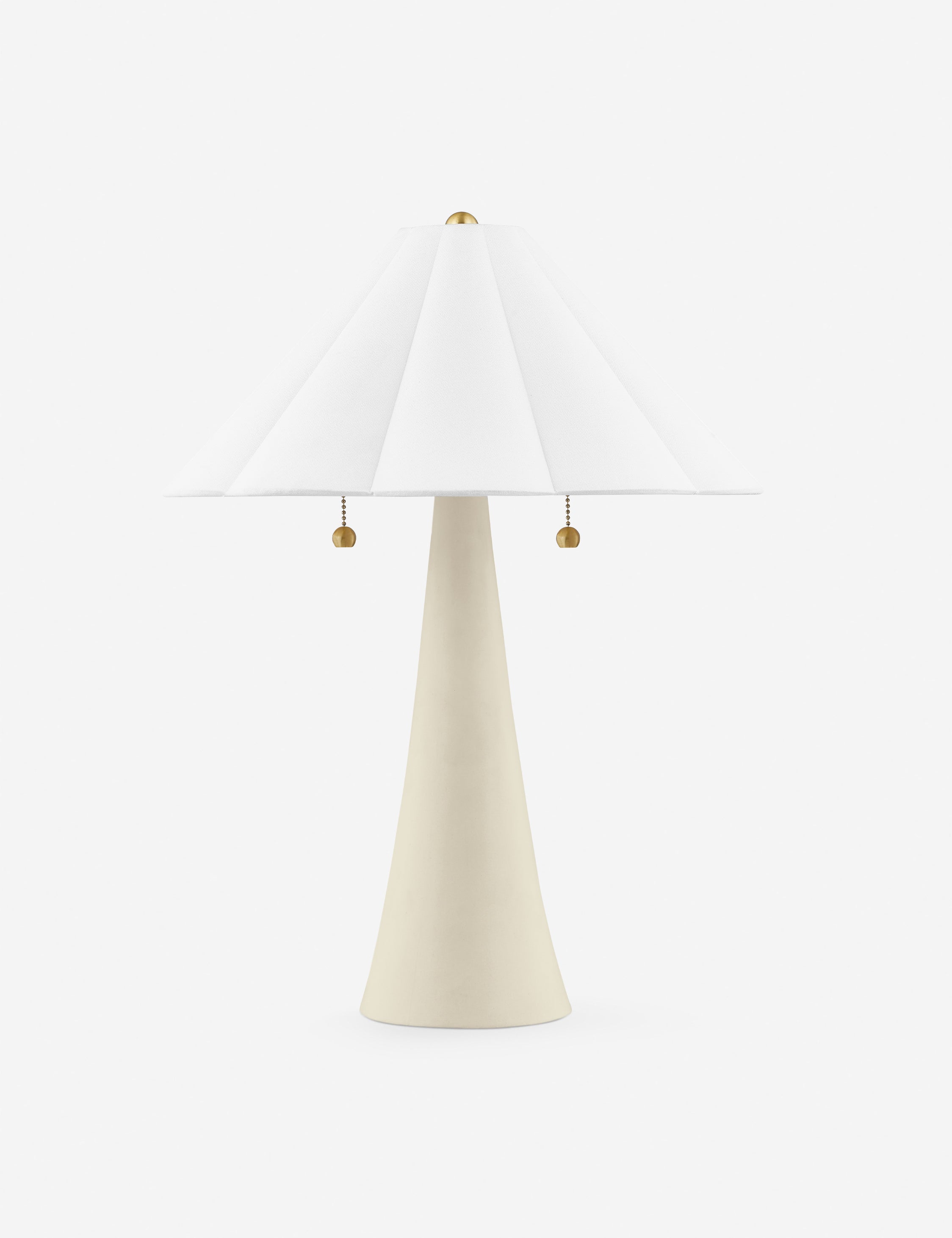 Aged Brass and White Linen 2-Light Table Lamp