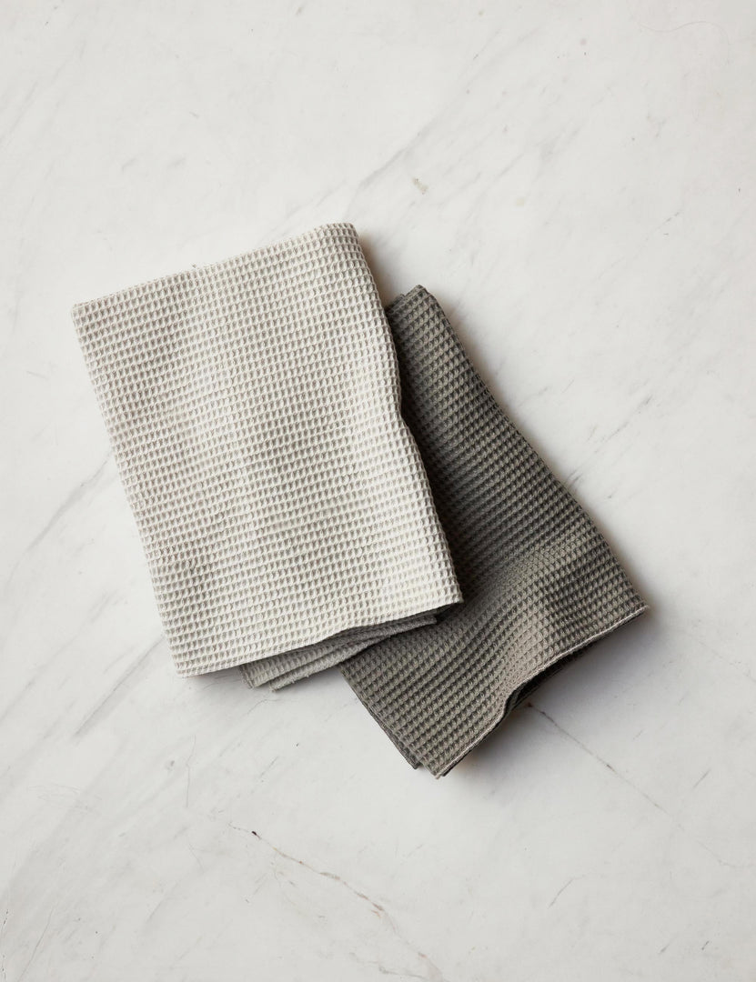Hawkins New York Essential Waffle Dish Towel, Set of 2 - Light Grey & Dark Grey