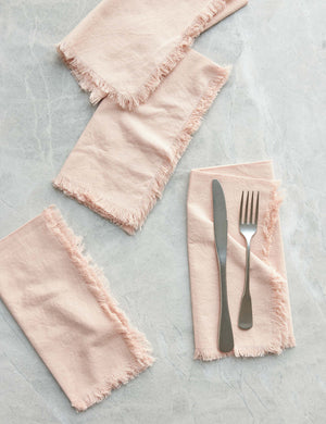 Set of 4 blush pink Essential Cotton Dinner Napkins by Hawkins New York