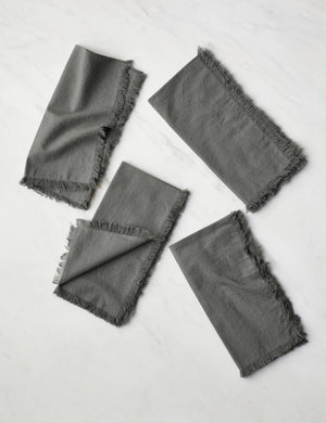 Set of 4 gray Essential Cotton Dinner Napkins by Hawkins New York