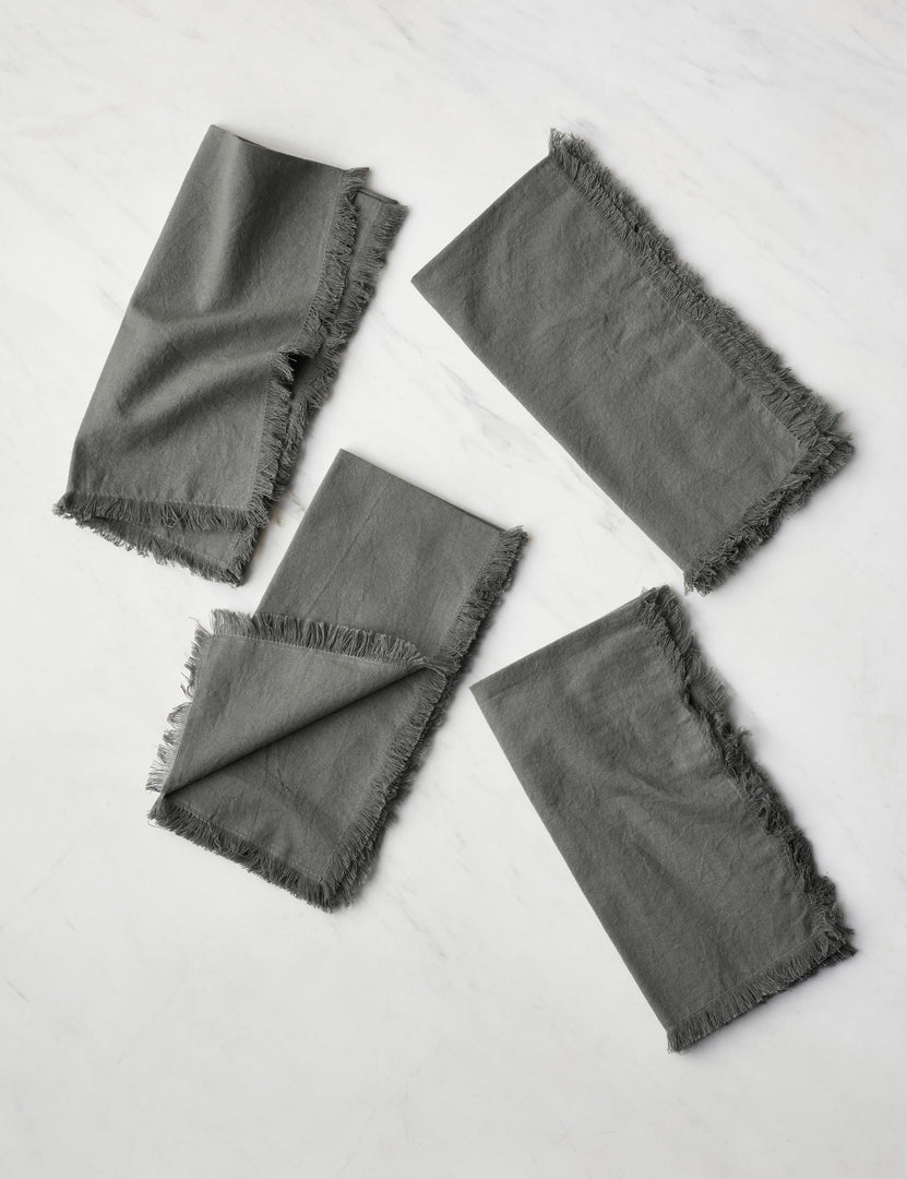 #color::grey | Set of 4 gray Essential Cotton Dinner Napkins by Hawkins New York