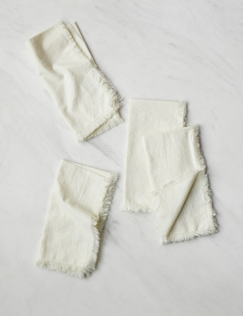 Hawkins New York Simple Stonewashed Linen Napkins, Set of 4 - White